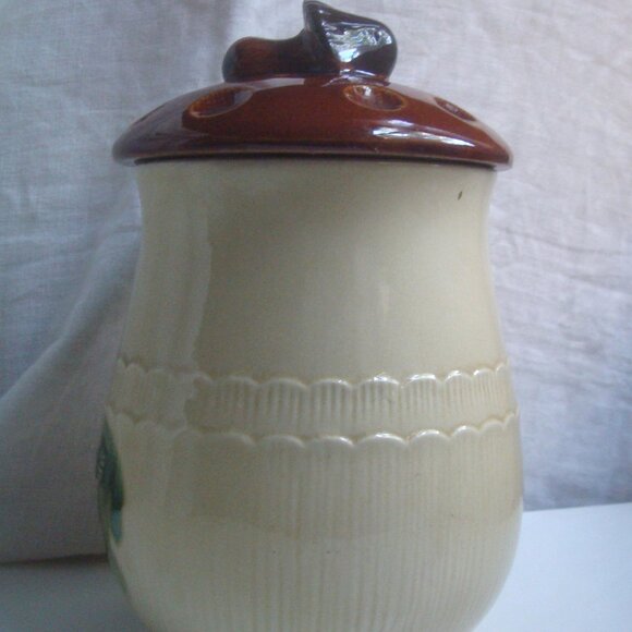 Vintage 70s Large Mushroom Canister & Lid Made in Japan - Picture 3 of 12